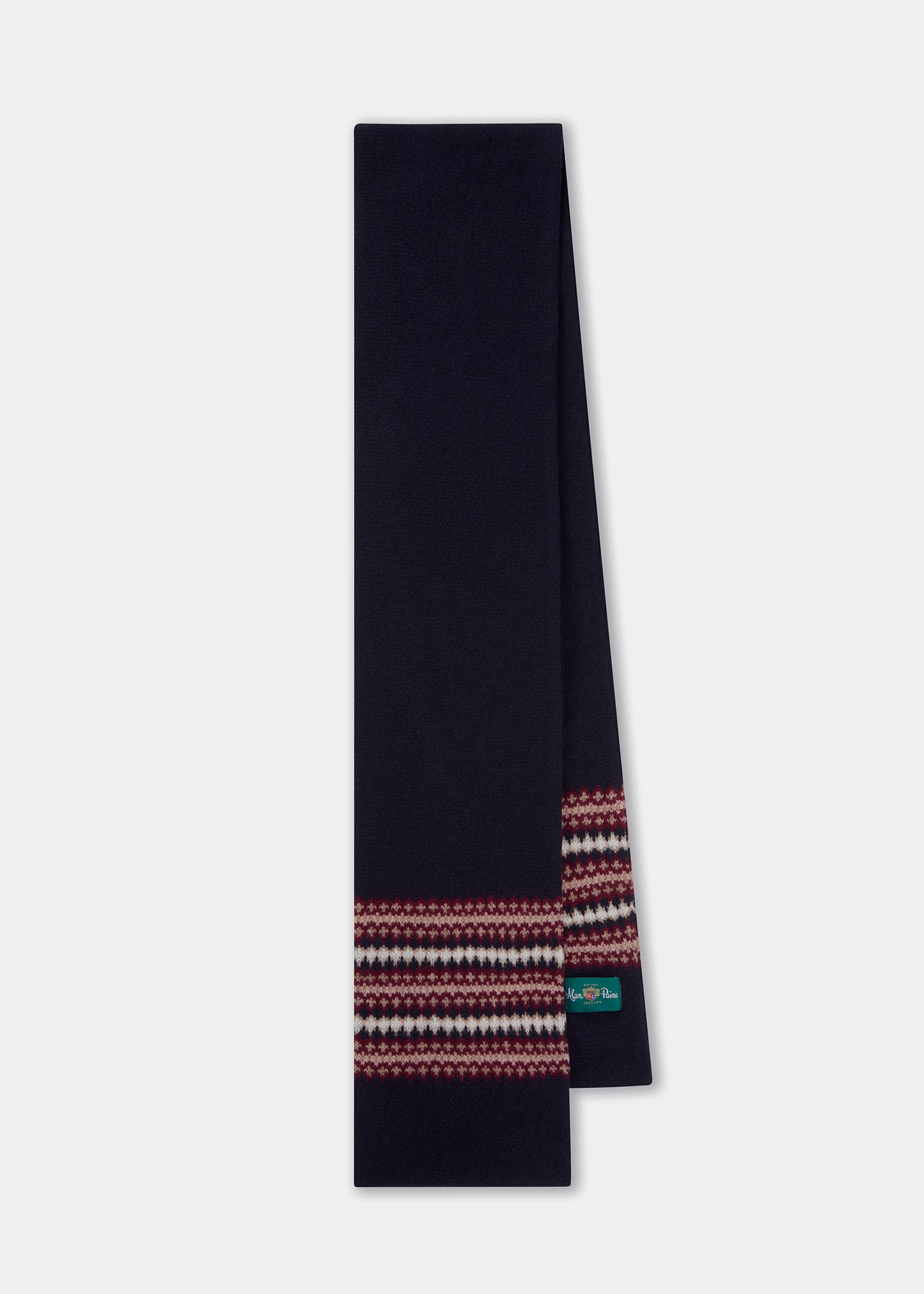 Imogen Damen Strickschal aus Wolle in Marineblau.