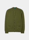 Cornwall Lambswool Cardigan in Green Bean