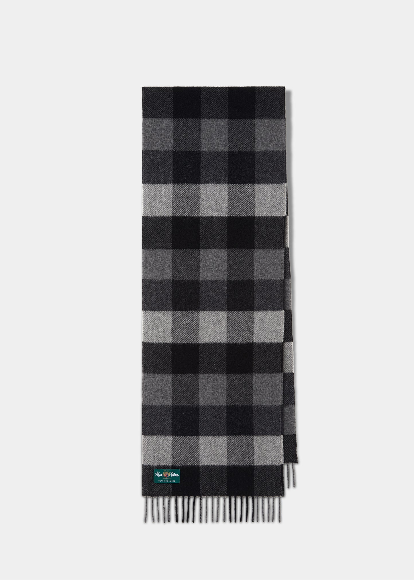 Strone Cashmere Check Scarf in Grey