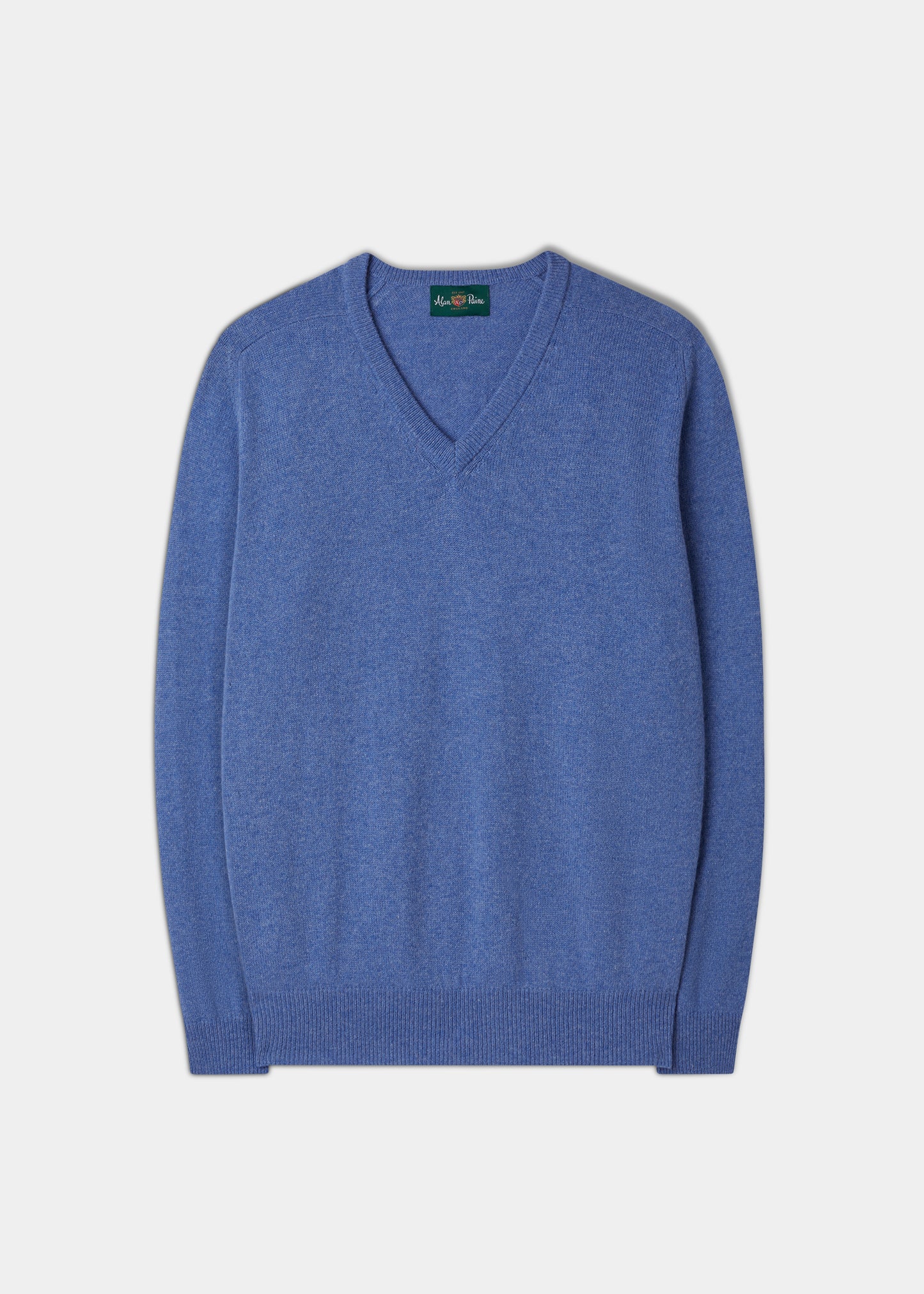 Men's Lambswool Vee Neck Jumper in Ocean