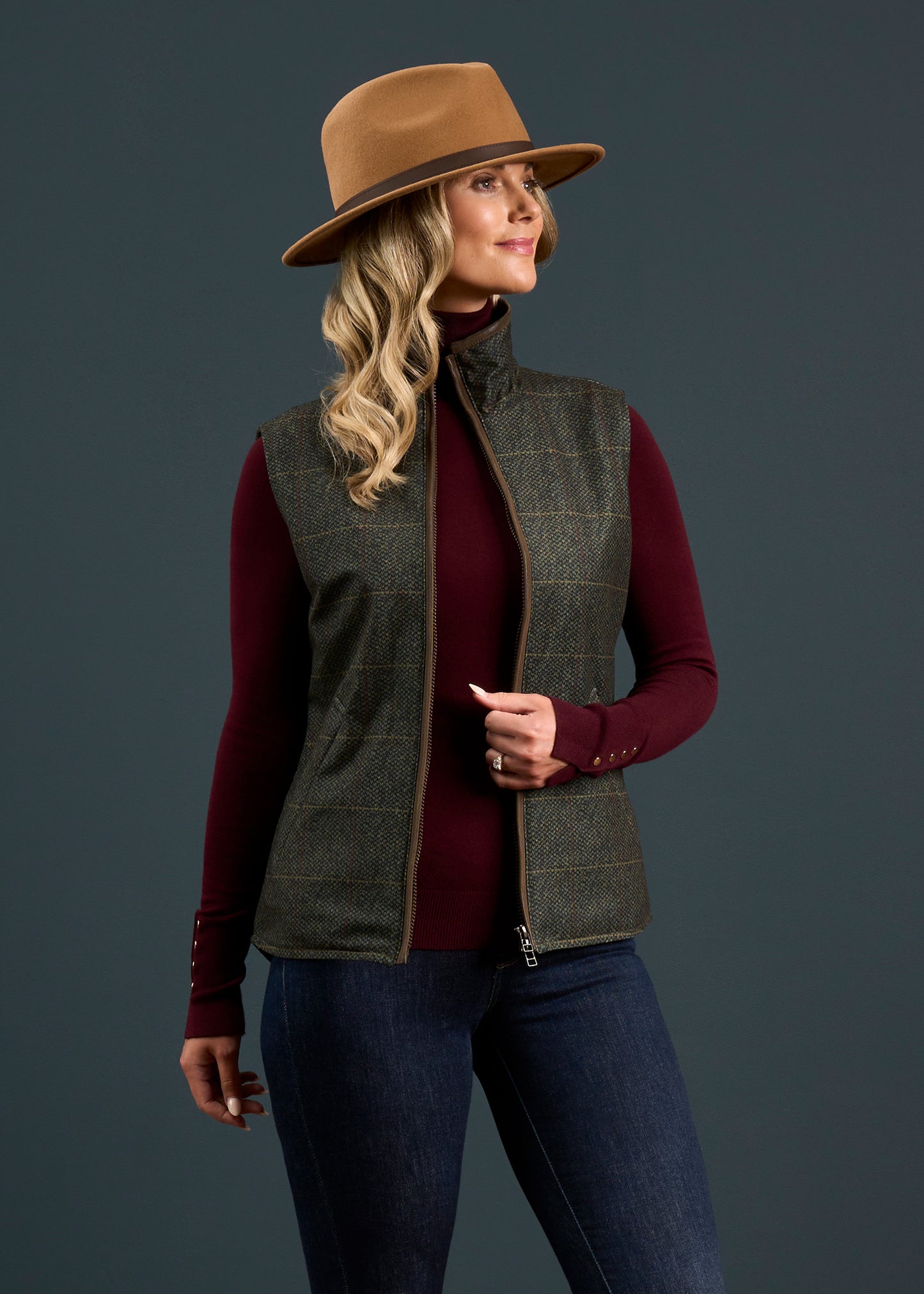 Didsmere Damen Funktions-Tweed Gilet in Myrte - Normale Passform