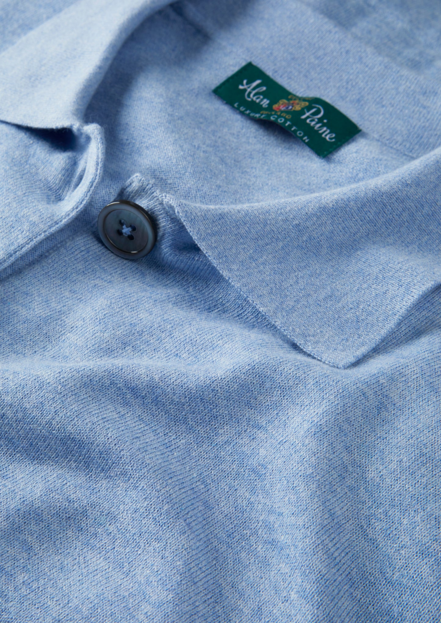 Ladies Cotton Cashmere Collared Cardigan in Light Blue