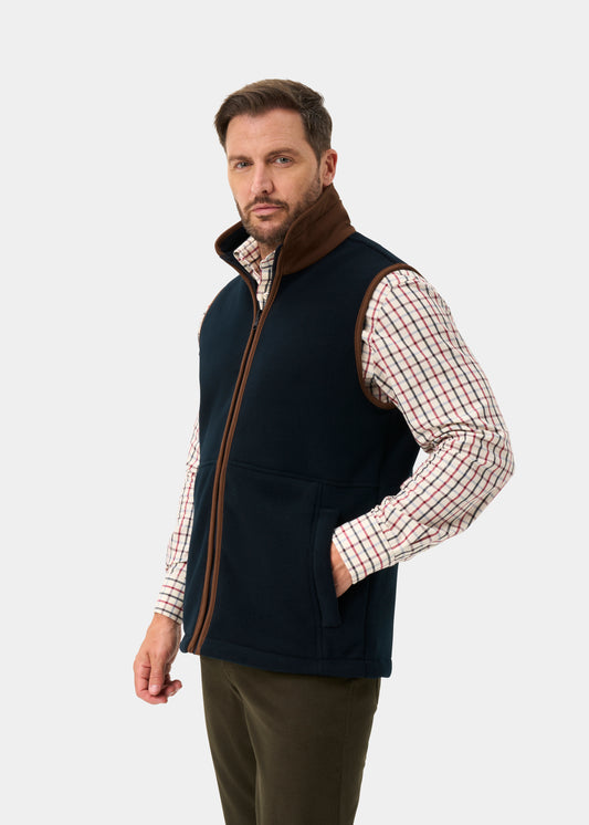 Aylsham Men's Fleece Gilet In Dark Navy - Regular Fit