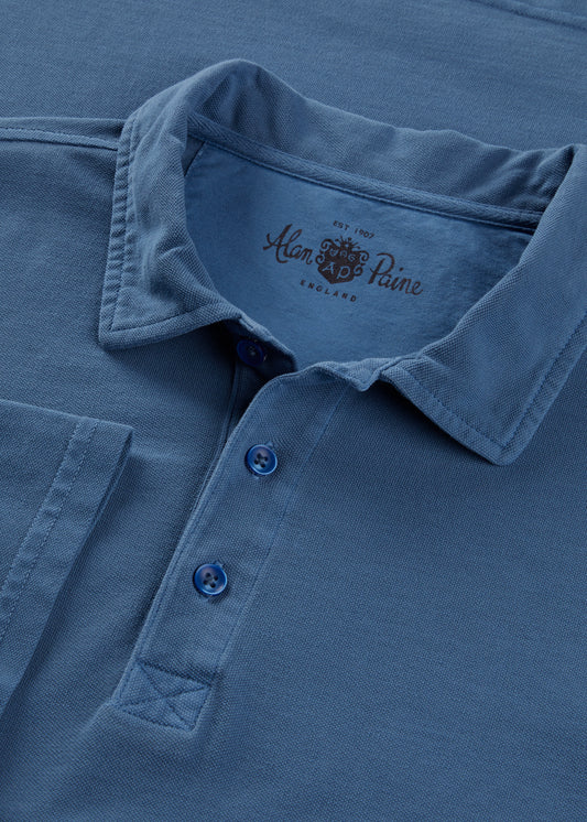 Men's Pique Cotton Polo Shirt in Blue