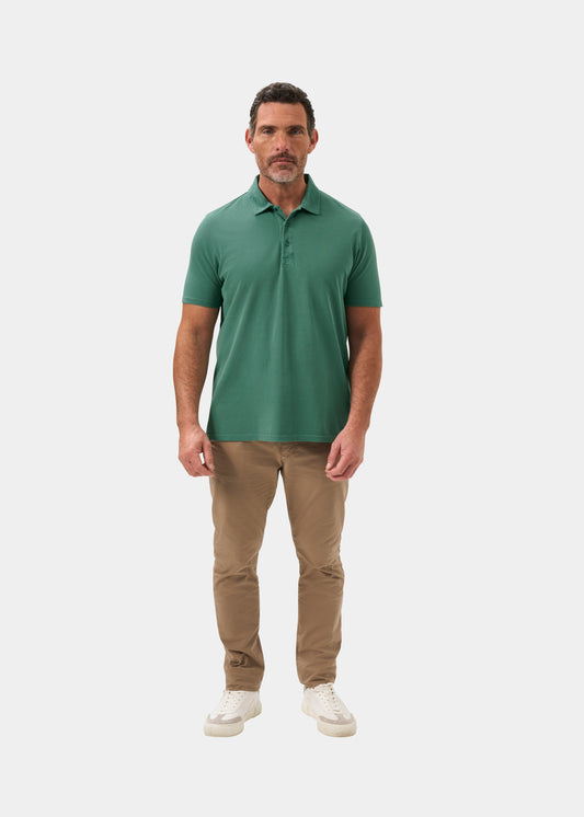 Men's Pique Cotton Polo Shirt in Green