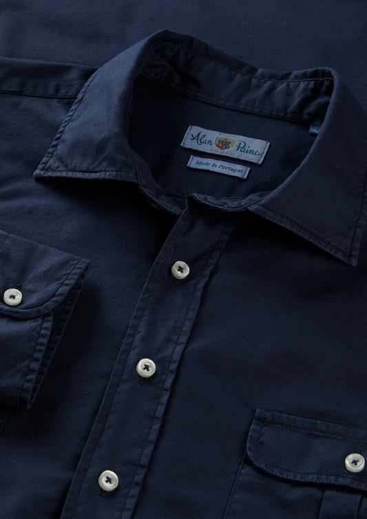 Mens Cotton Long Sleeve Shirt in Navy