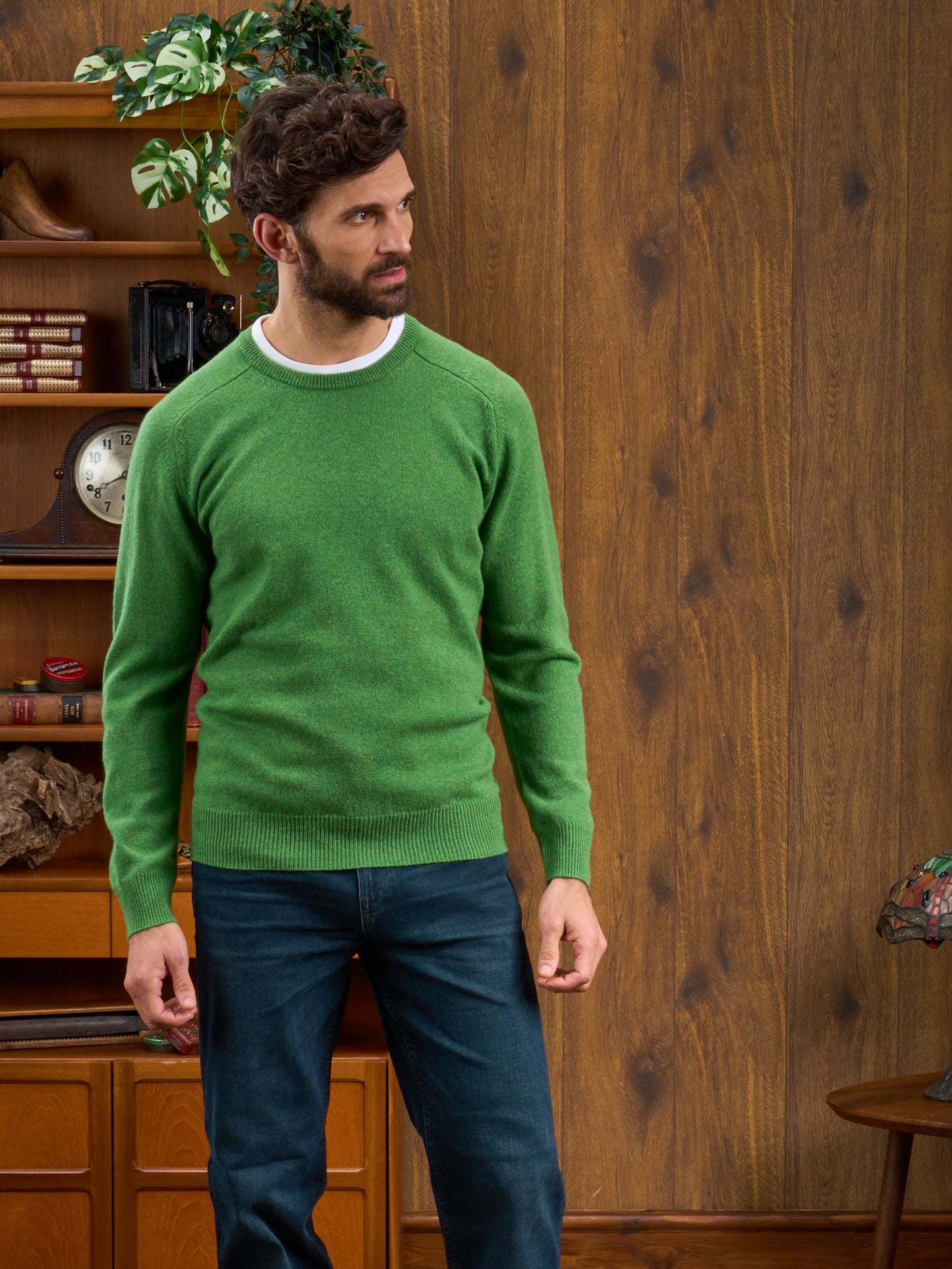 Lambswool Crew Neck Jumper in Palm