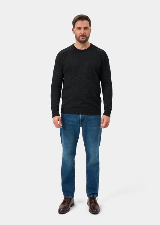Lenzie Men's Lambswool Jumper In Charcoal - Regular Fit