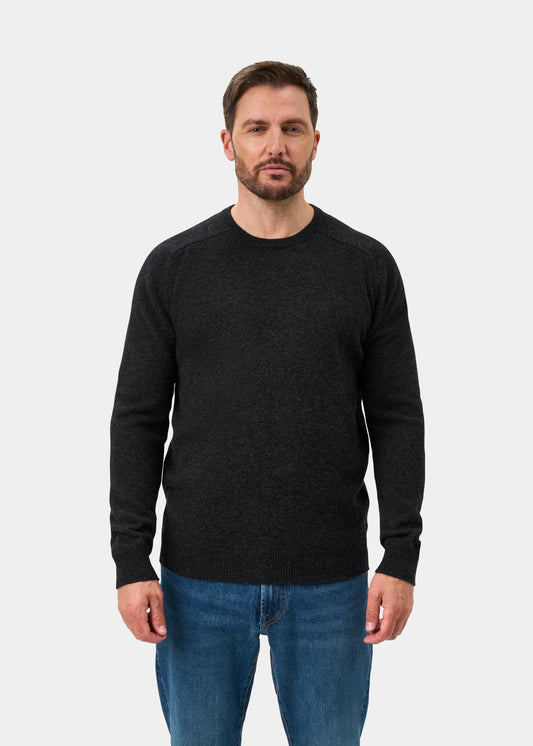 Lenzie Men's Lambswool Jumper In Charcoal - Regular Fit