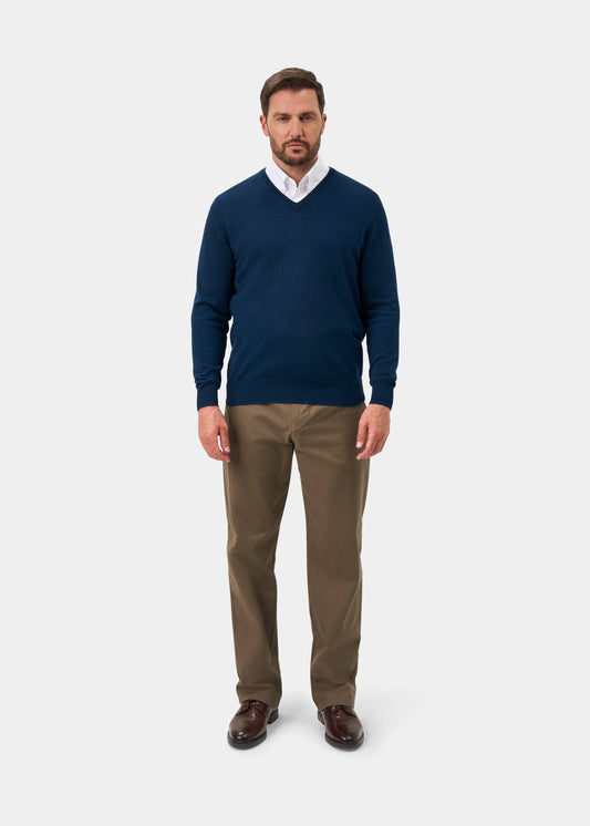 Millbreck Men's Merino Wool Jumper in Indigo - Regular Fit
