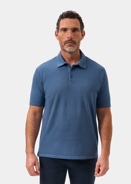 Men's Pique Cotton Polo Shirt in Blue