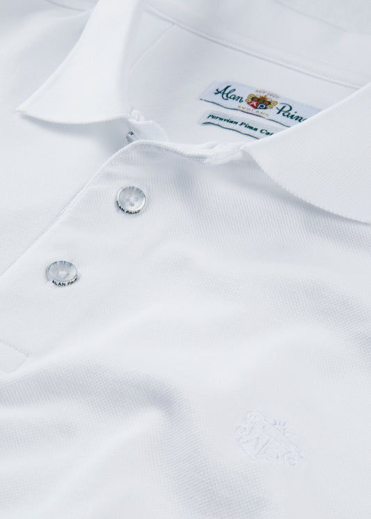 Men's Pique Cotton Polo Shirt in White