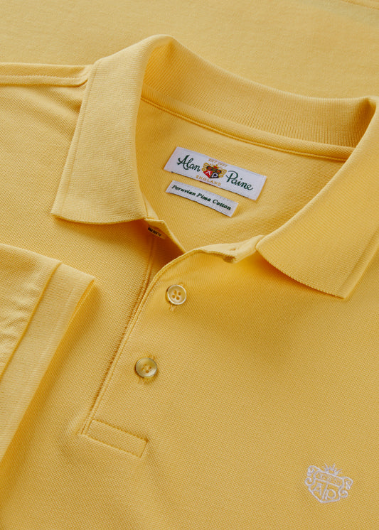 Men's Pique Cotton Polo Shirt in Yellow