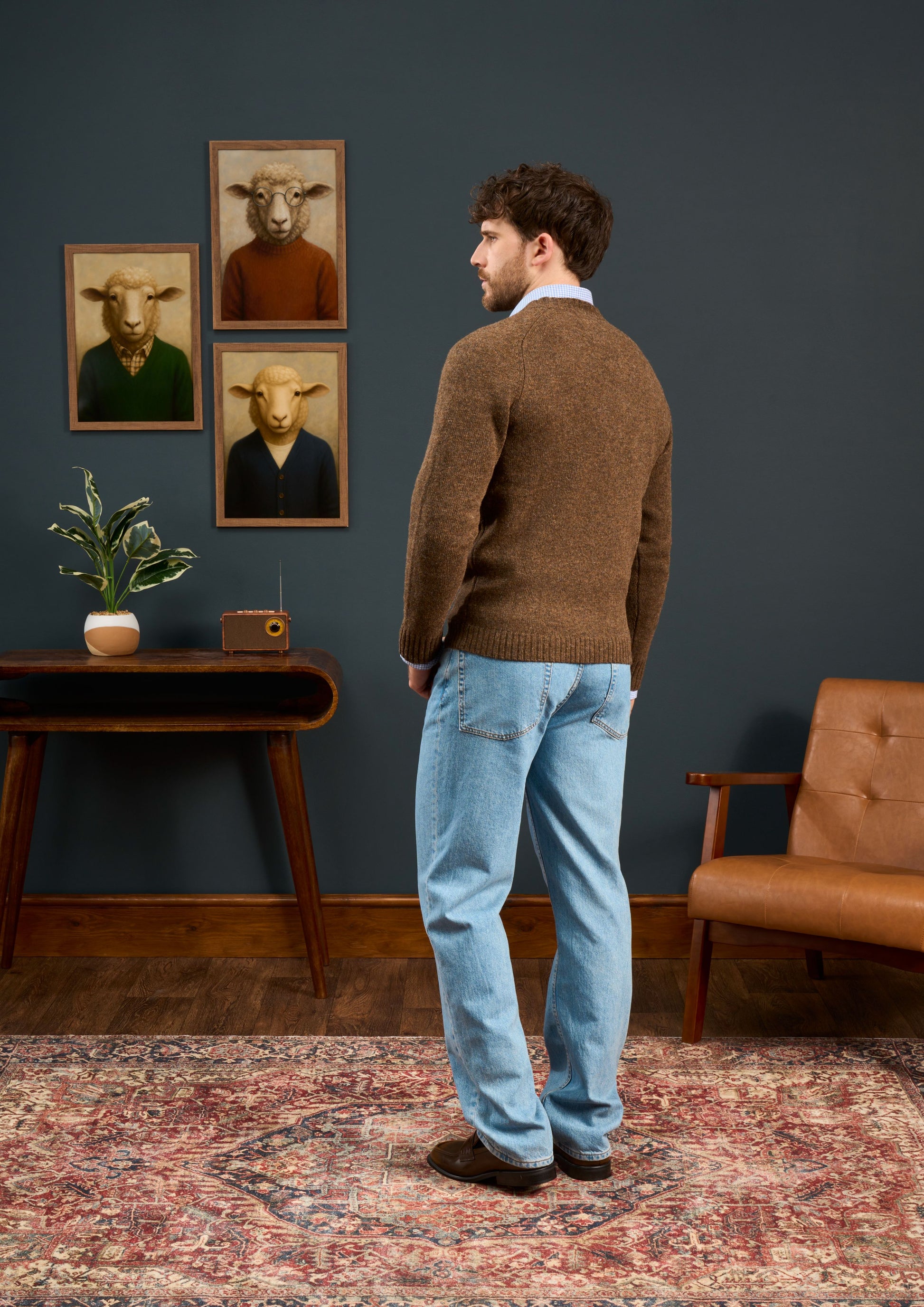 Mens-Shetland-Cardigan-Brown