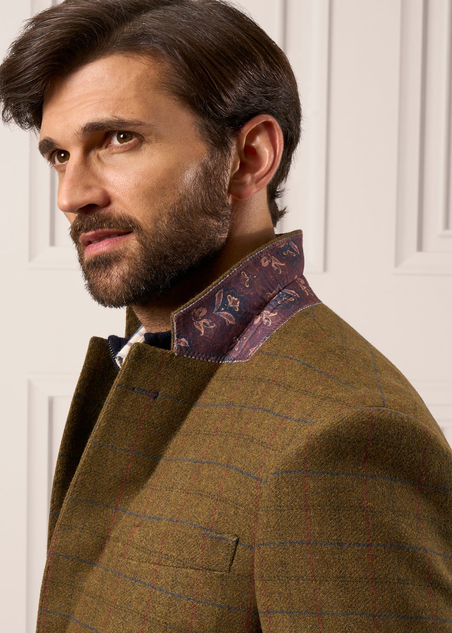 Surrey-Tweed-gefütterter Blazer in Moor – normale Passform