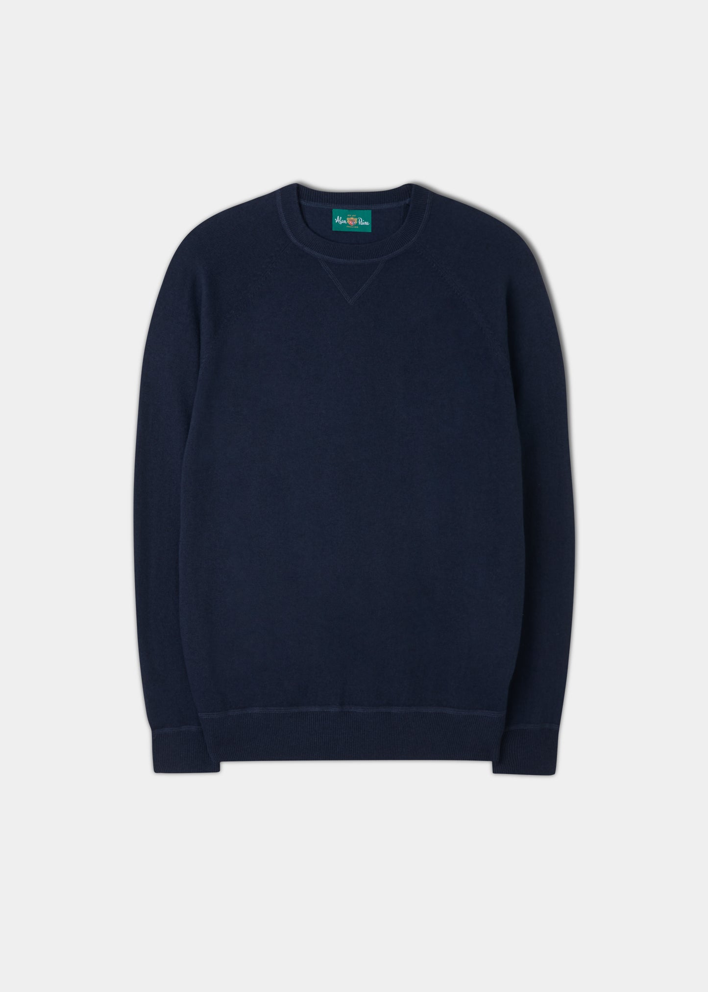 Saddington Baumwoll-Merino-Sweatshirt mit Rundhalsausschnitt in dunklem Marineblau