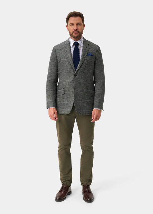 Surrey Men's Tweed Water Repellent Lined Blazer in Blue Check - Regular Fit