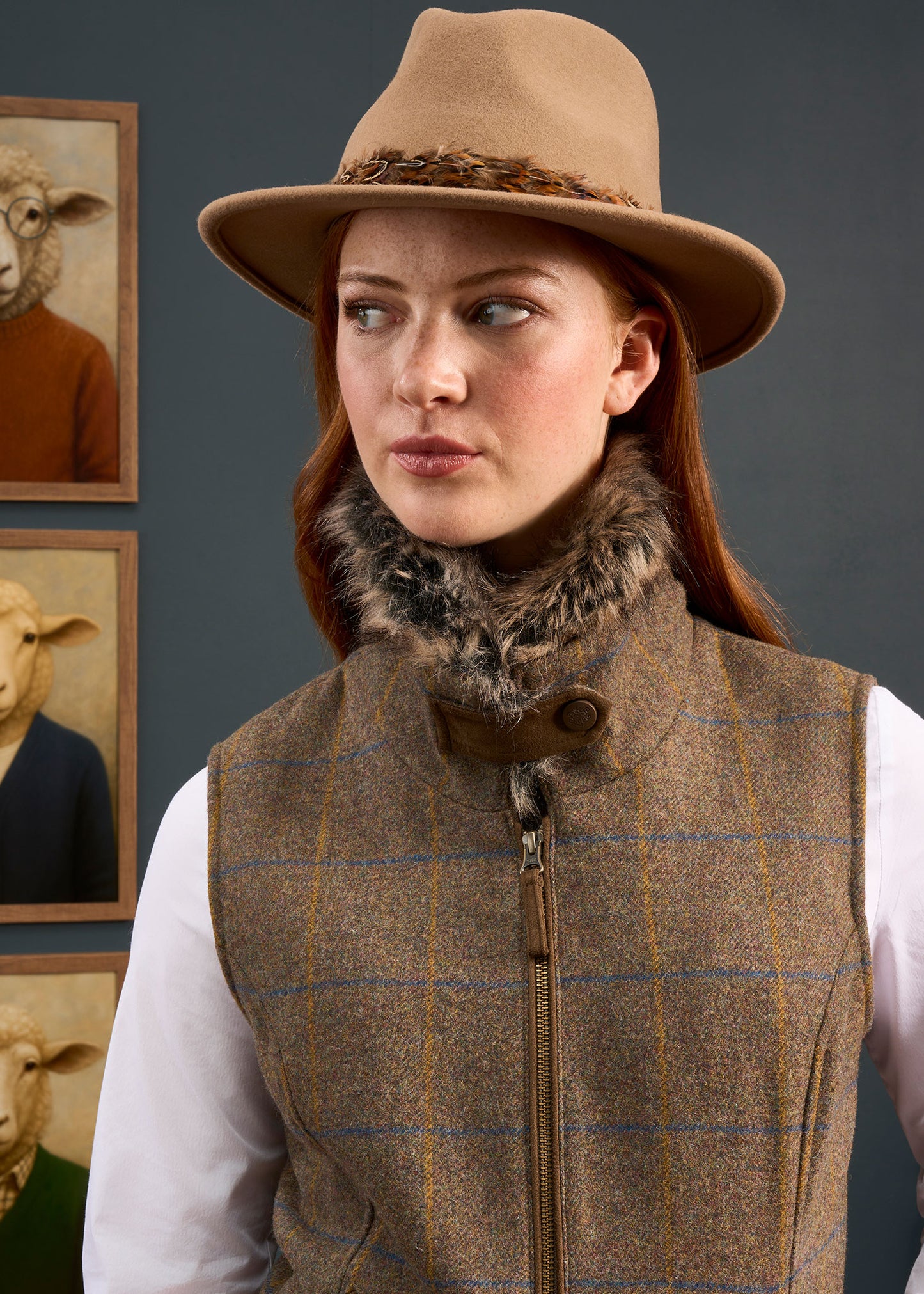 Surrey Ladies Tweed Gilet In Seabrook