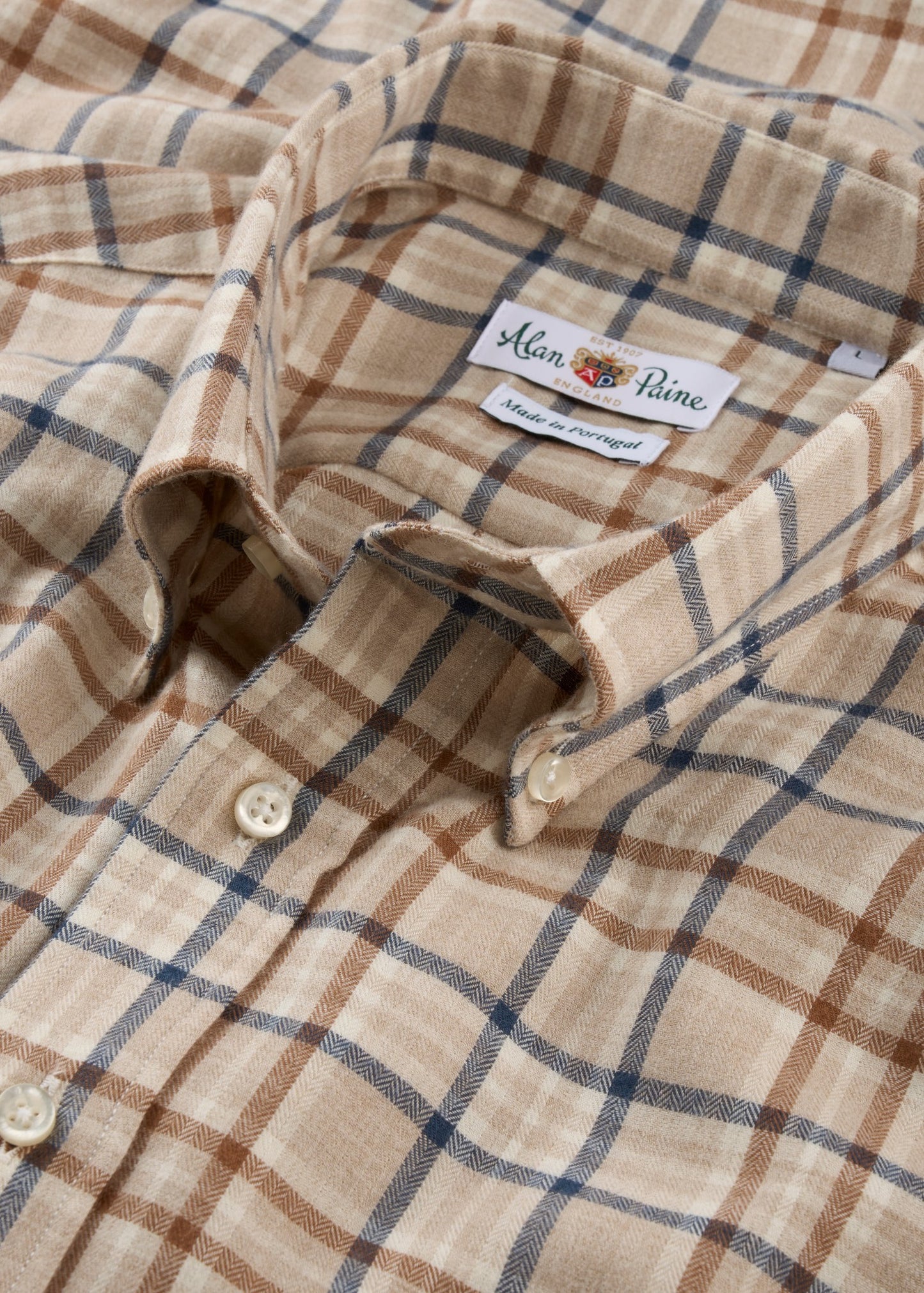 Ganstead Blue and Brown Check Cotton Shirt - Classic Fit