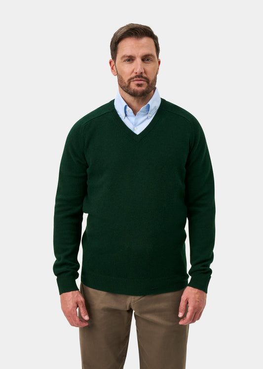 Kilsyth Lambswool V-Neck Jumper In Mallard - Regular Fit
