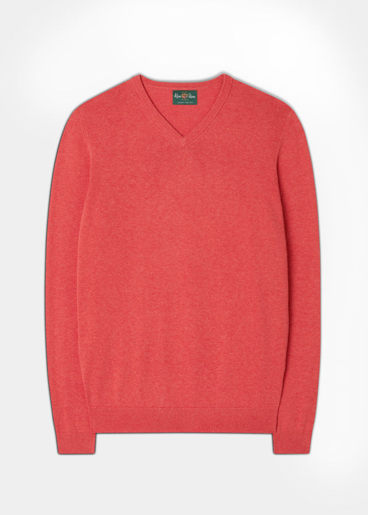 Men's Cotton Cashmere V-Neck Jumper In Berry