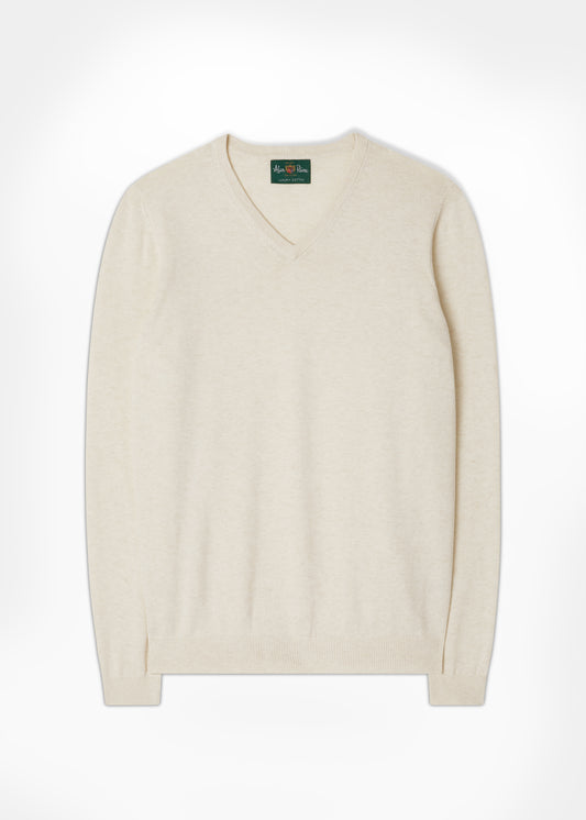 Men's Cotton Cashmere V-Neck Jumper In Blonde
