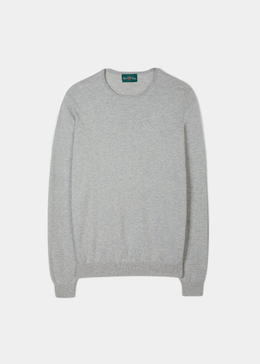 Luxury cotton crew neck jumper in dove.