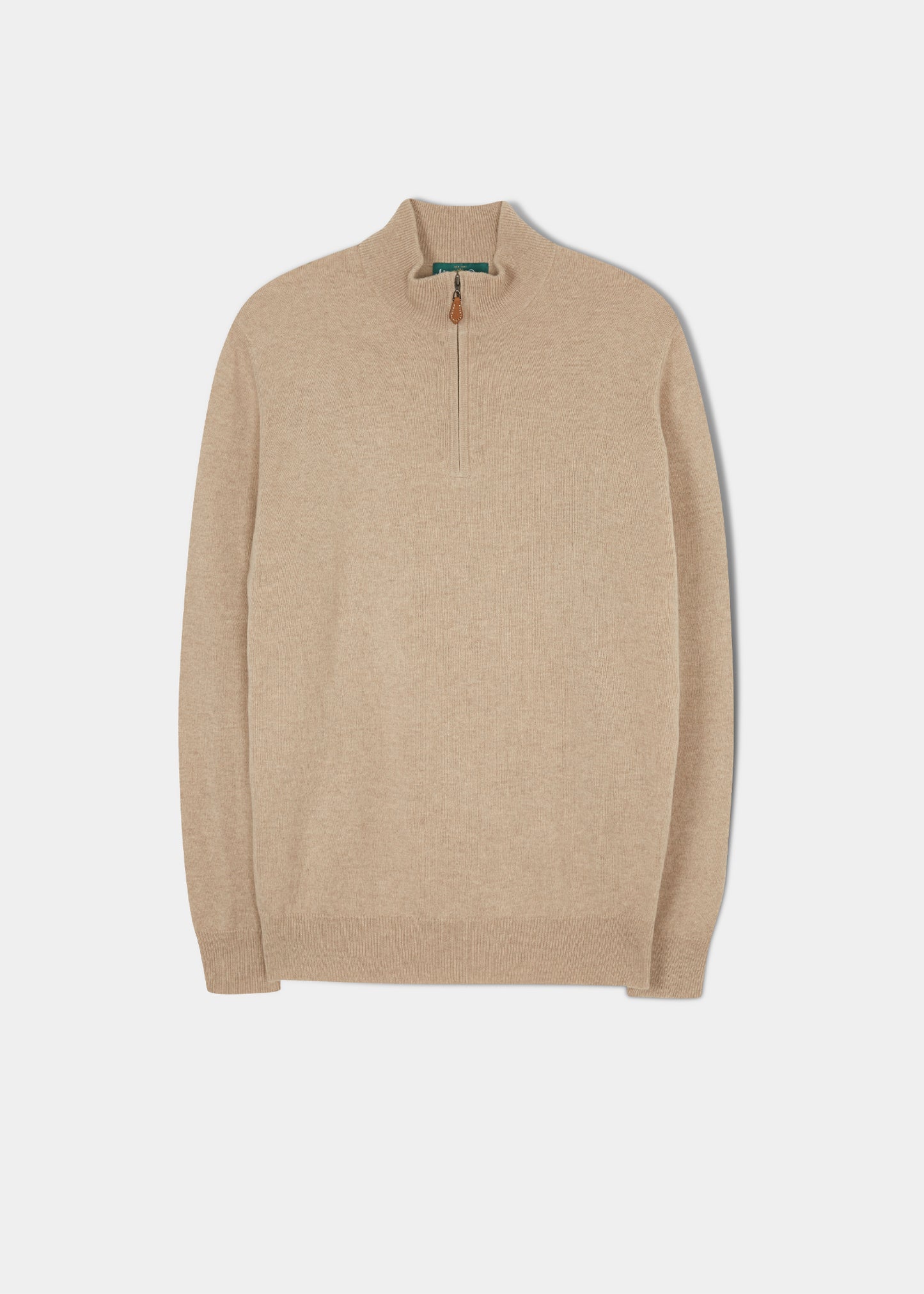 Hanbury Cashmere-Pullover mit Stehkragen und Reißverschluss aus Leinen – normale Passform