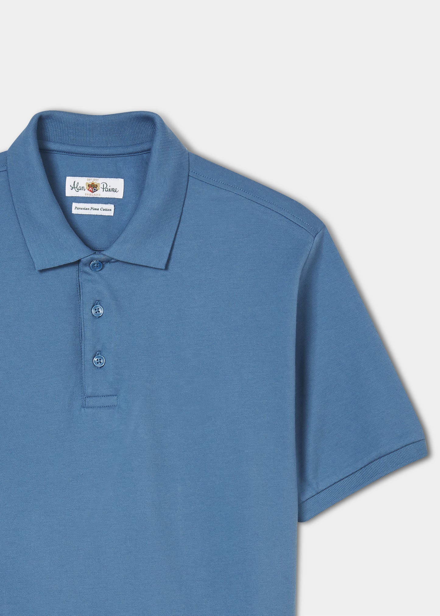 Men's Fritton Pique Polo In Mid Blue Without Emblem