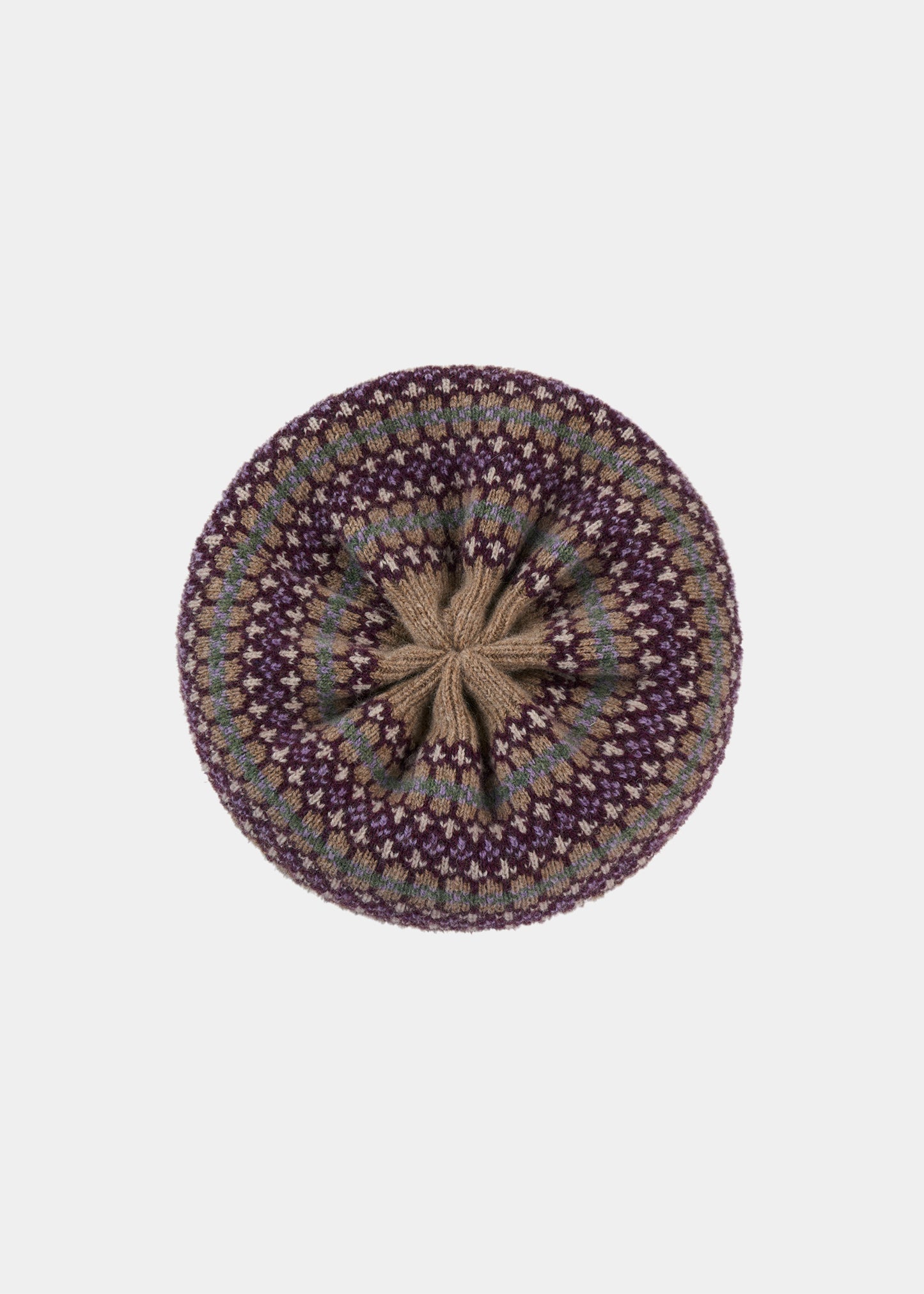 Imogen Damen Strick-Woll-Baskenmütze in Pekannuss 