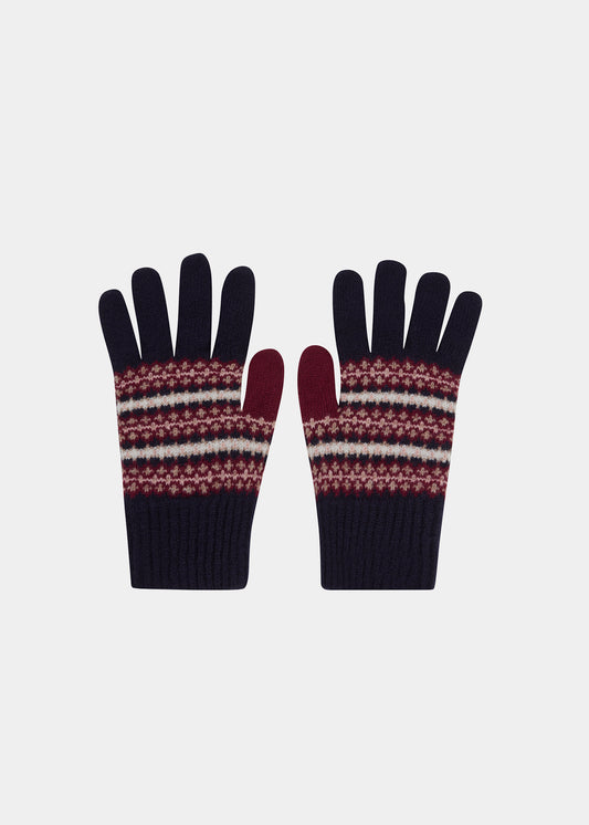 Imogen Damen Strickhandschuhe aus Wolle in Marineblau.
