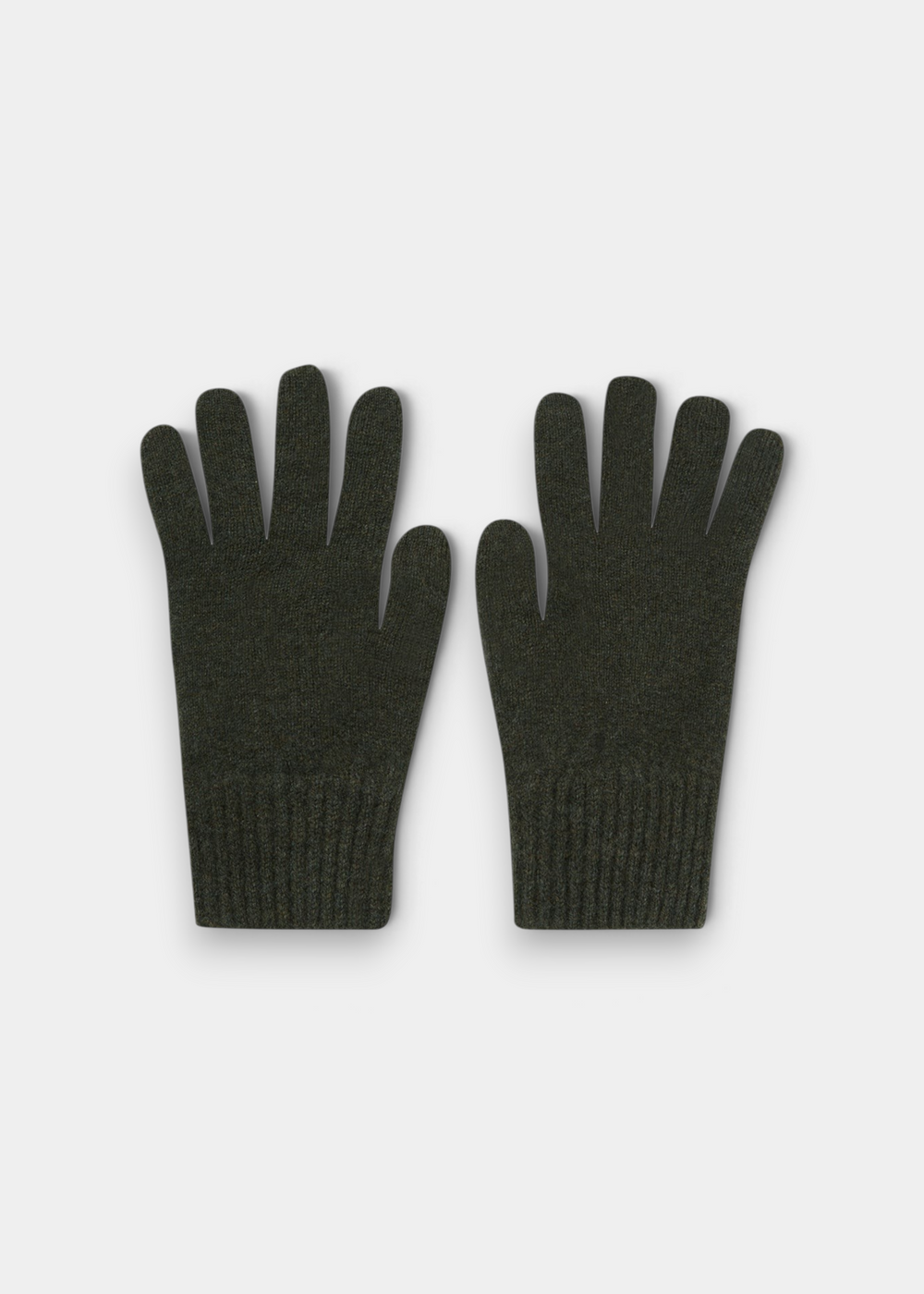 Alan Paine Tideswell men's knitted wool gloves in a rich seaweed green colour with ribbed cuffs.