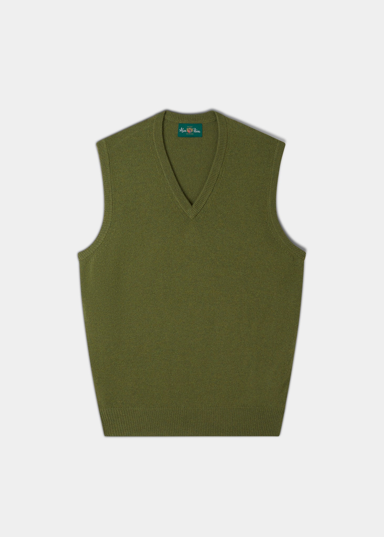 Norfolk Men's Lambswool Slipover in Green Bean