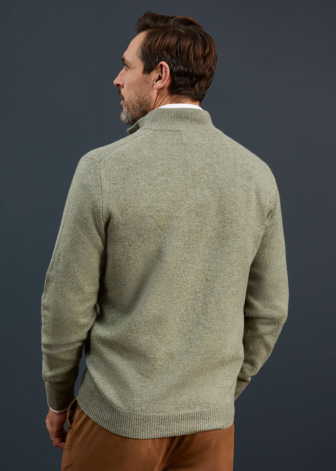 Men's Lambswool 1/4 Zip Jumper in Orchard