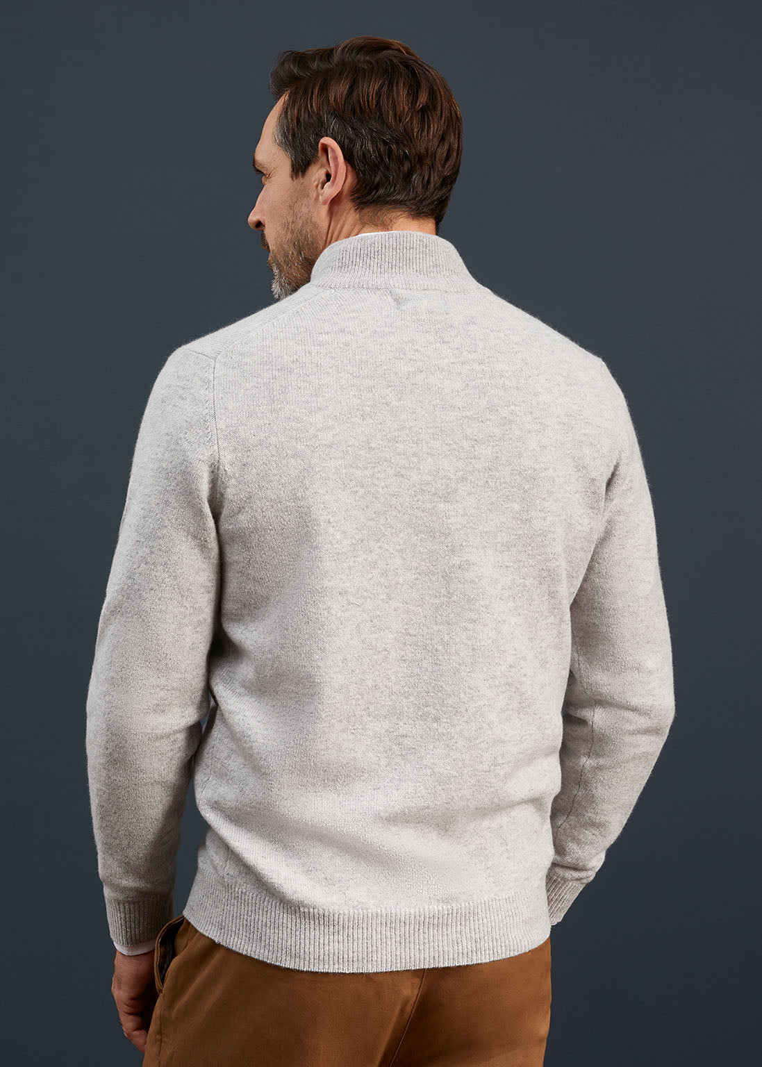 Men's Lambswool 1/4 Zip Jumper in Pearl Grey