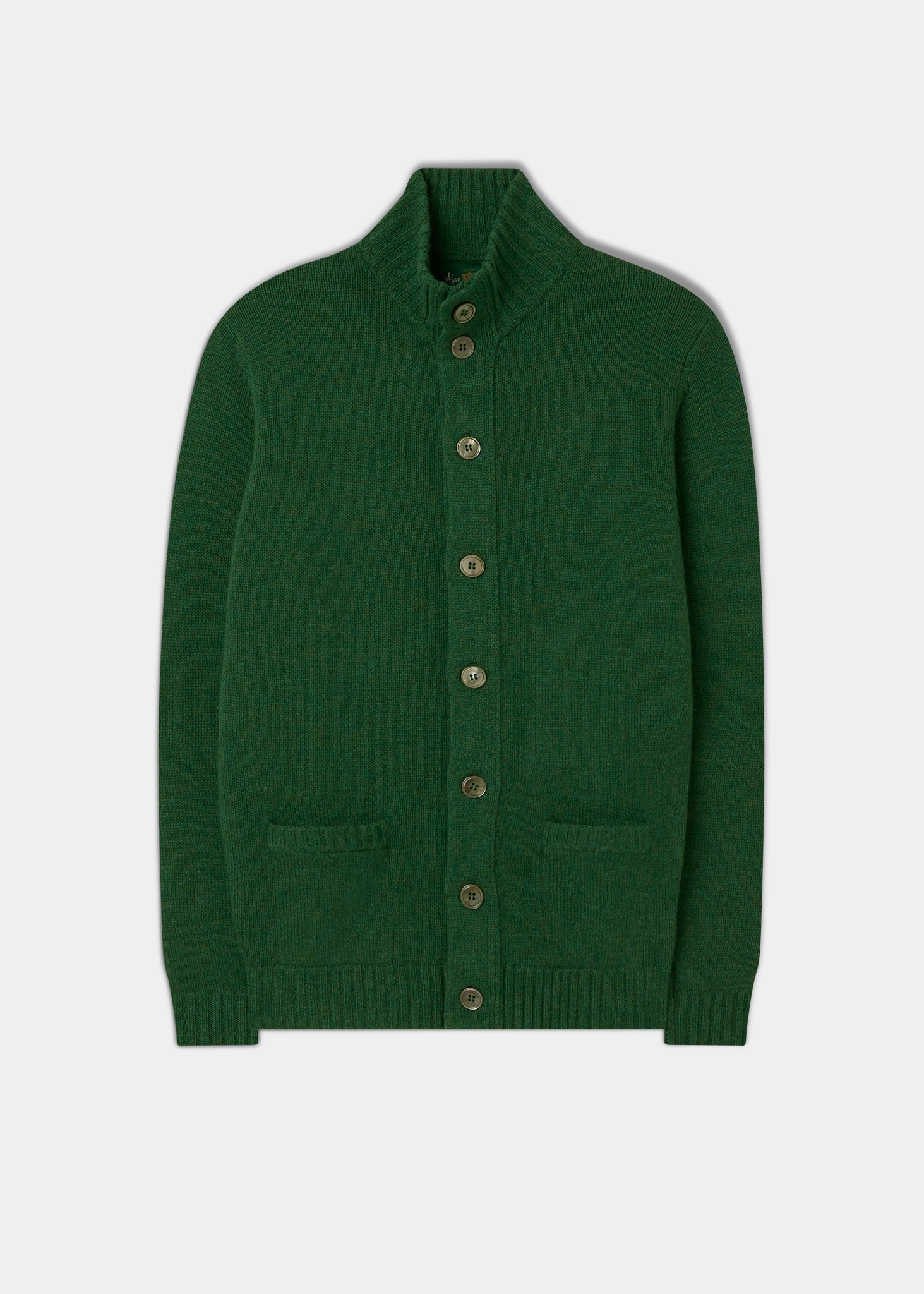 Men's Lambswool Buttoned Jumper In Forest 