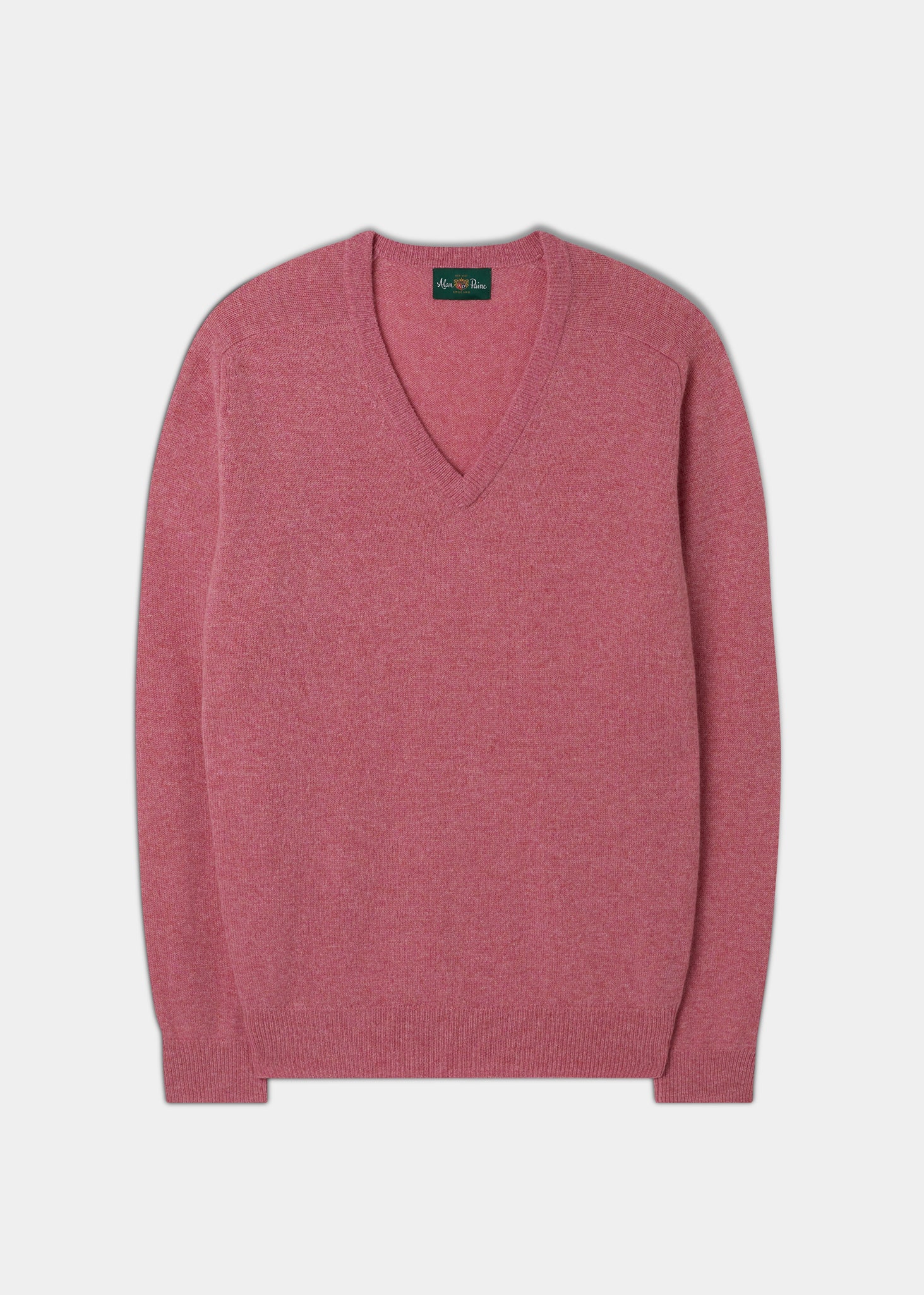 Men's Lambswool Vee Neck Jumper in Nougat 