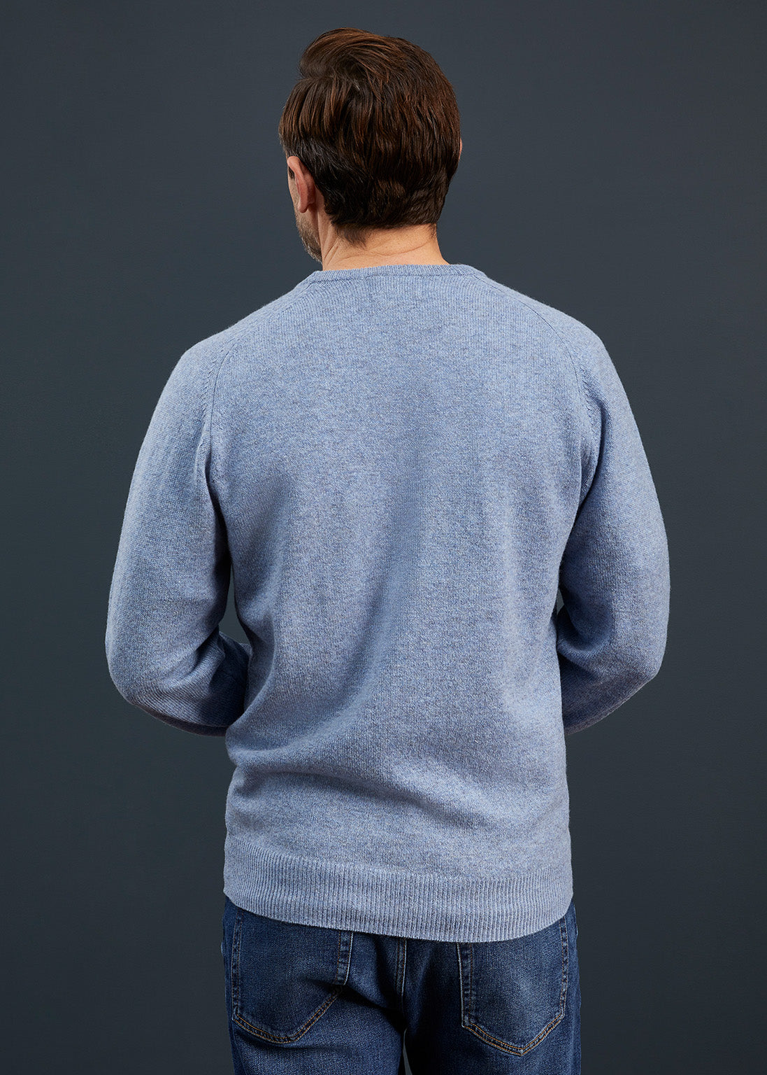 Men's Lambswool Crew Neck Jumper in Light Blue