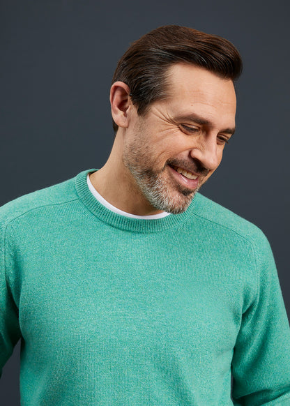 Men's Lambswool Crew Neck Jumper in Munsell Green