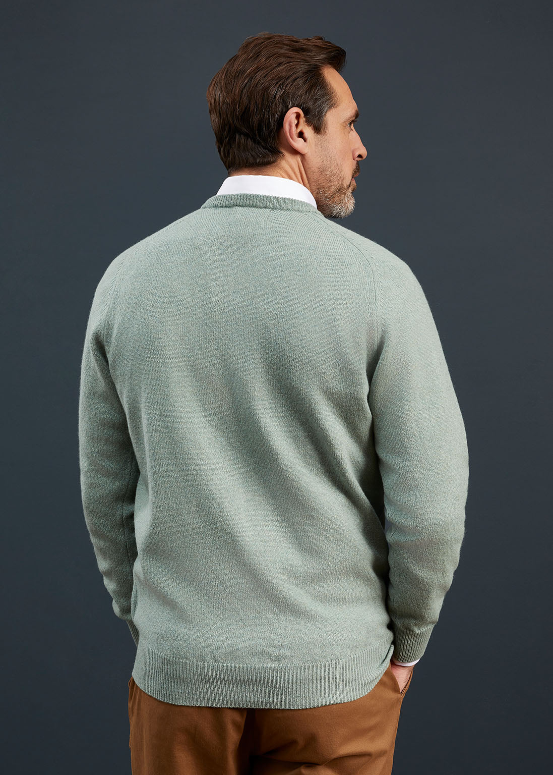 Men's Lambswool Crew Neck Jumper in Spearmint 