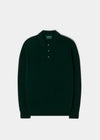 Men's Geelong Lambswool Long Sleeve Polo Shirt in Dark Olive