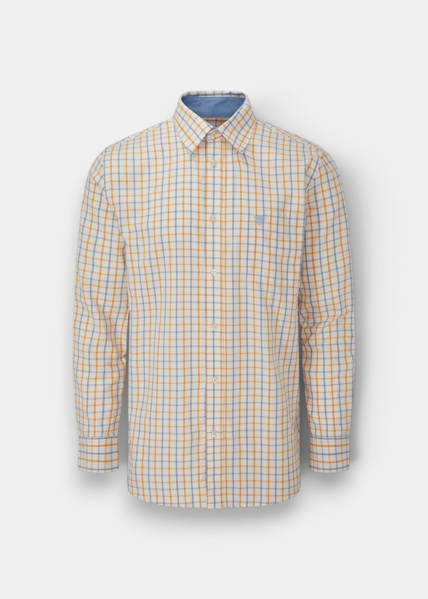 Aylesbury Men's Blue and Gold Check Shirt - Regular Fit