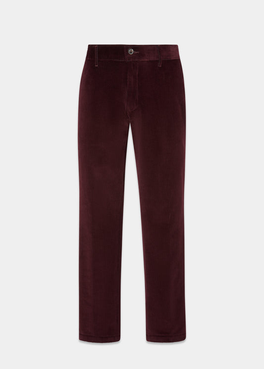 Men's Cotton Cord Trousers In Wine