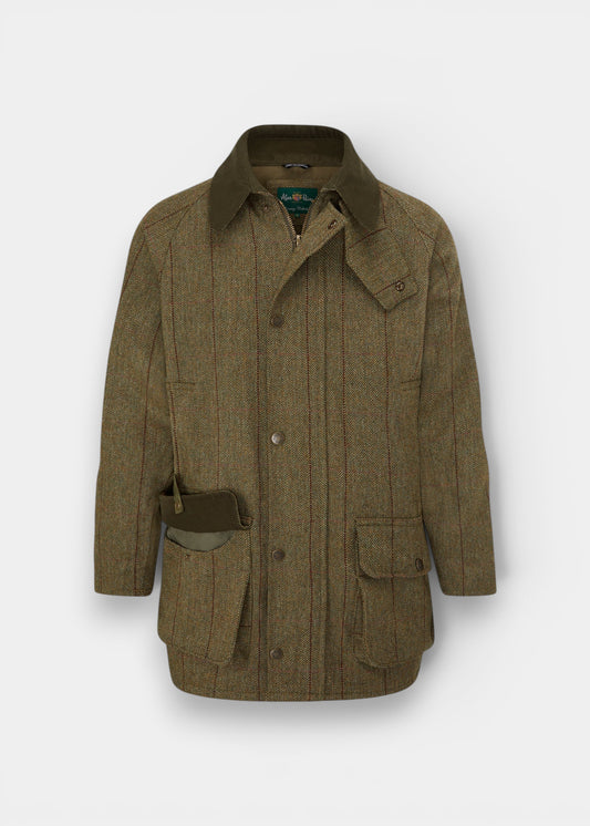 Rutland Men's Tweed Waterproof Shooting Coat in Oakley  -  Regular Fit