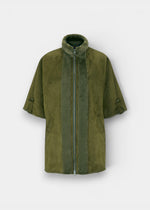 Surrey Ladies Wool & Faux Fur Water Repellent Cape in Olive  -  Regular Fit