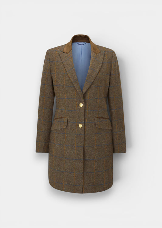 Surrey Ladies Tweed Water Repellent Mid-Thigh Coat in Seabrook  -  Regular Fit