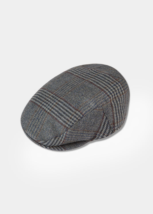 Surrey Men's Tweed Flat Cap In Blue Check