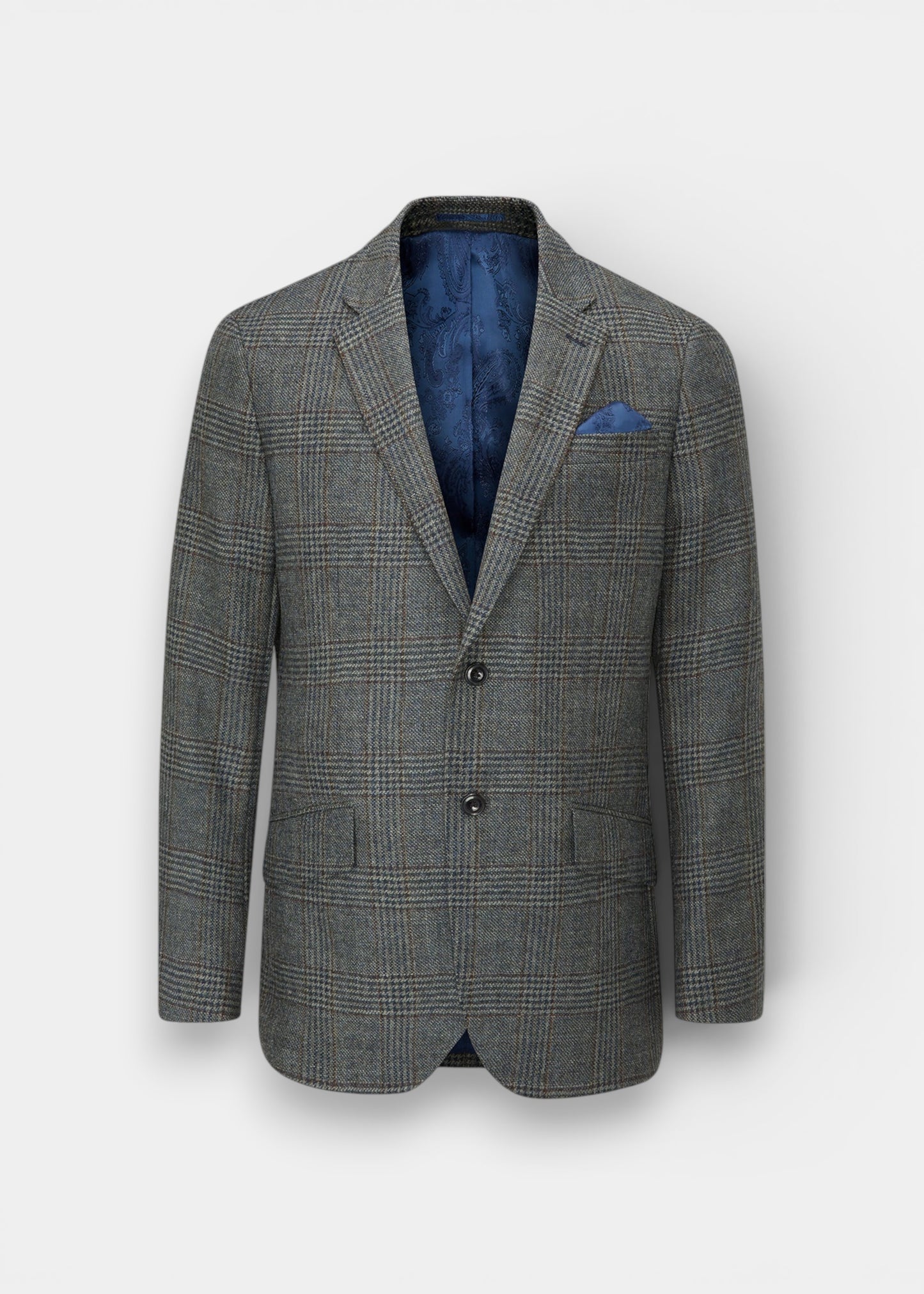 Surrey Men's Tweed Water Repellent Lined Blazer in Blue Check  -  Regular Fit