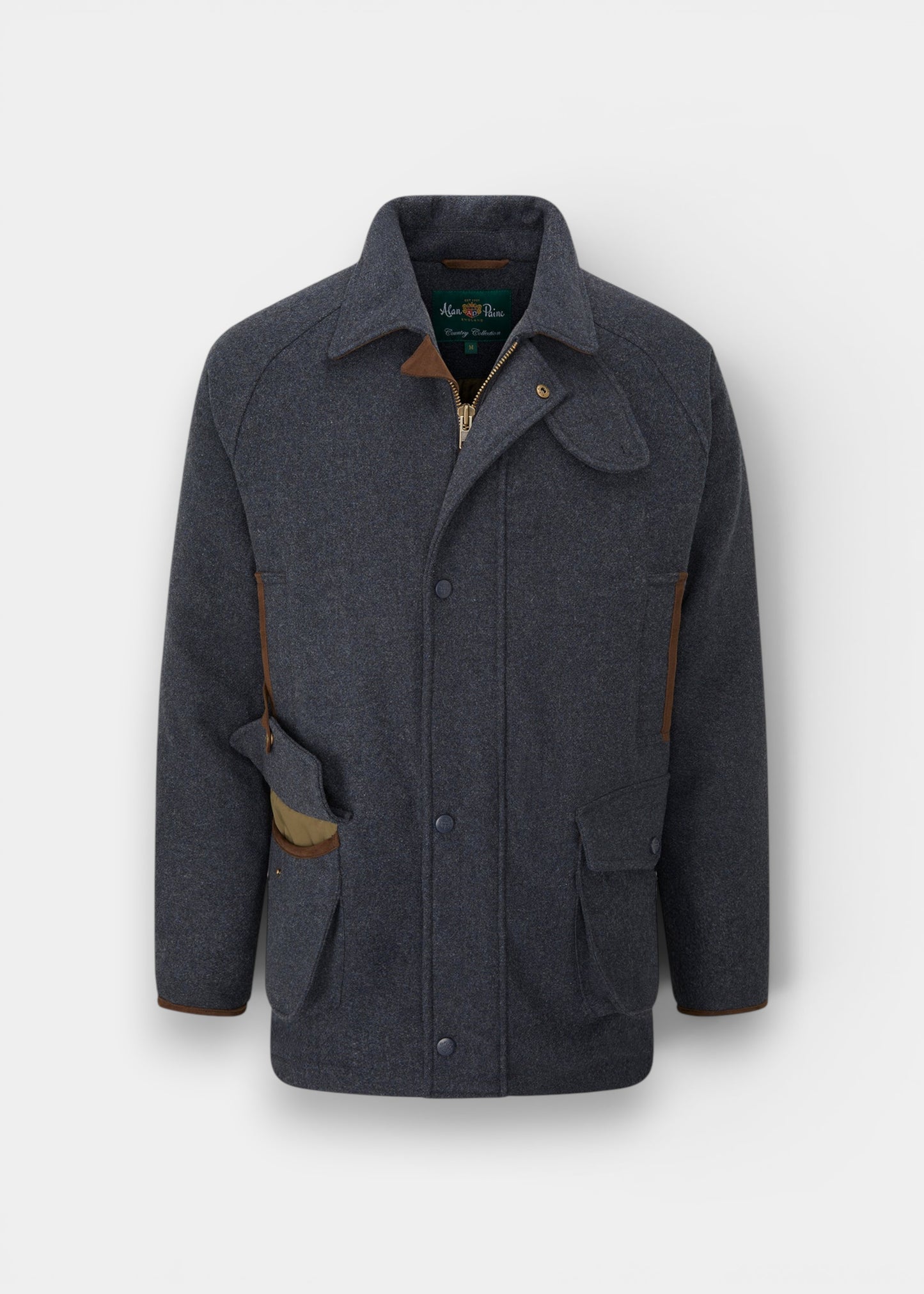 Surrey Men's Tweed Waterproof Coat in Blue  -  Shooting Fit