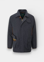 Surrey Men's Tweed Waterproof Coat in Blue  -  Shooting Fit